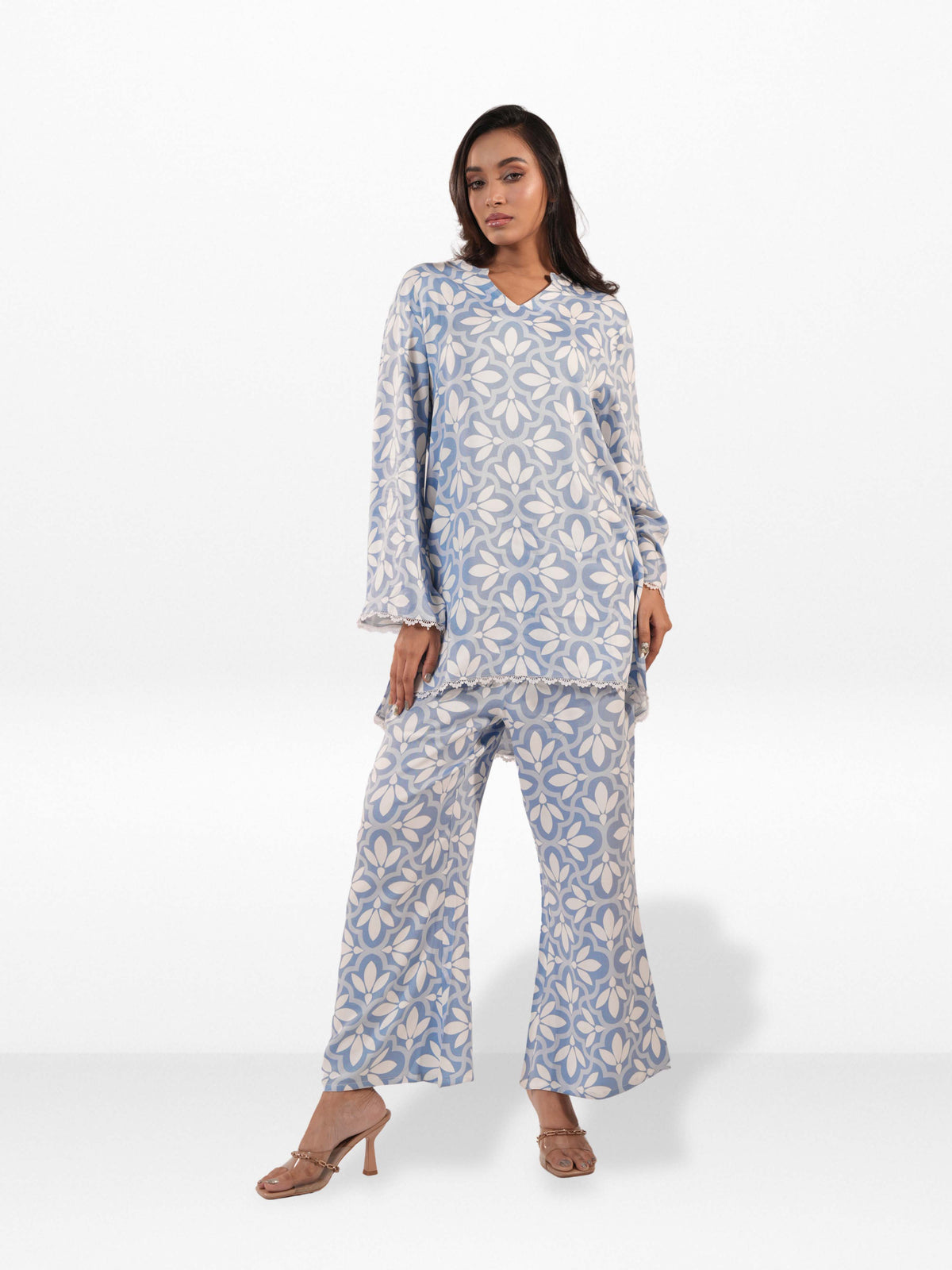 Women’s Floral Printed Co-Ord Set – Trendy 2 Piece Matching Top &amp; Bottom Outfit