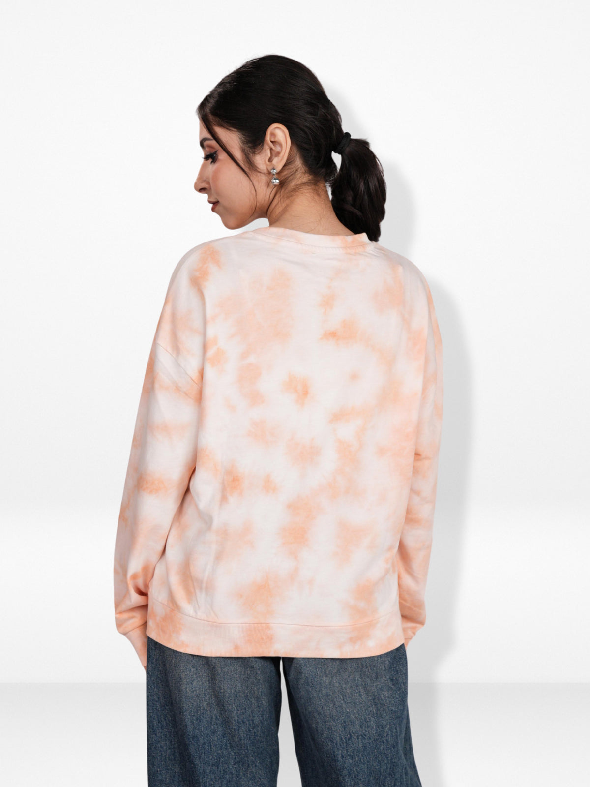 Women’s Tie-Dye Long Sleeve Sweatshirt – Soft Cotton Blend Pullover | Stylish Printed Casual Top for Everyday Comfort