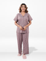 Women’s Printed Night Suit Set – Shirt & Pyjama | Soft Nightwear Dress, 2 Piece Sleepwear for Women, Comfortable Loungewear
