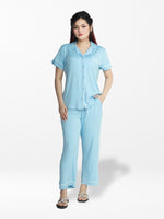 Women Solid Night Suit Set of Shirt & Pyjama, Night wear DressWomen’s Printed Night Suit Set – Shirt &amp; Pyjama | Soft Nightwear Dress, 2 Piece Sleepwear for Women, Comfortable Loungewear