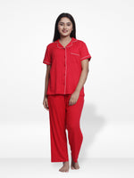 Women Solid Sleepwear Short Sleeve Pyjama Set -Inteblu™