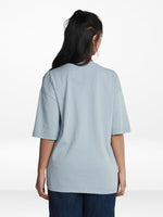 Women’s Drop Shoulder T-Shirt – Classic Solid Short Sleeve Tee, Cotton Blend Comfortable Casual Wear- Light Blue