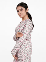 Women's Henley Long Sleeve Printed Top – Soft &amp; Stretchy Rib Knit Casual T-Shirt