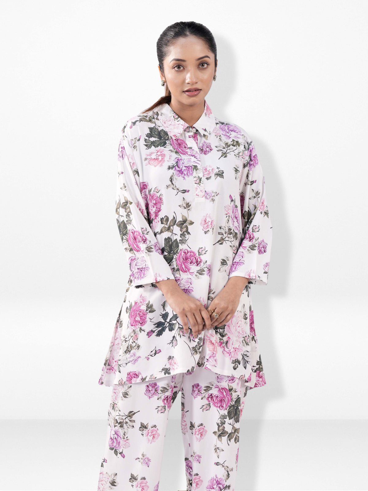 Women’s Floral Printed Co-Ord Set – Trendy 2 Piece Matching Top & Bottom Outfit