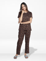 Women’s 2 PieceAll Over Printed Loungewear Set – Short Sleeve Top &amp; Pants | Casual Lounge Outfit, Soft Pajama Set, Summer Sleepwear for Women