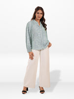 Women’s Floral Printed Lace-trimmed PlacketTops – Lightweight for Office & Everyday Style