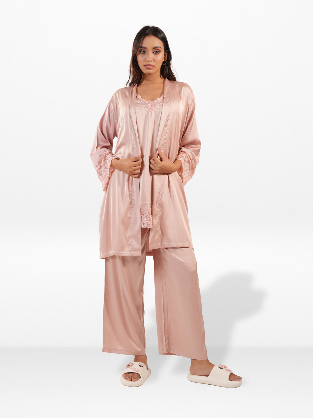Women’s Satin 4 Piece Night Dress Set – Luxury Sleepwear | Soft Silky Comfortable Nightwear