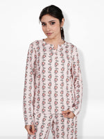 Women's Henley Long Sleeve Printed Top – Soft &amp; Stretchy Rib Knit Casual T-Shirt