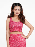 Women’s Crew Neck Crop Top | Sleeveless Printed Top for Women | Soft Stretch Yummy Rib Fabric | Casual Lounge & Party Wear - Crimson