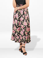 Women’s All Over Printed Maxi Skirt – Summer Pleated High Waist Casual Long Skirt