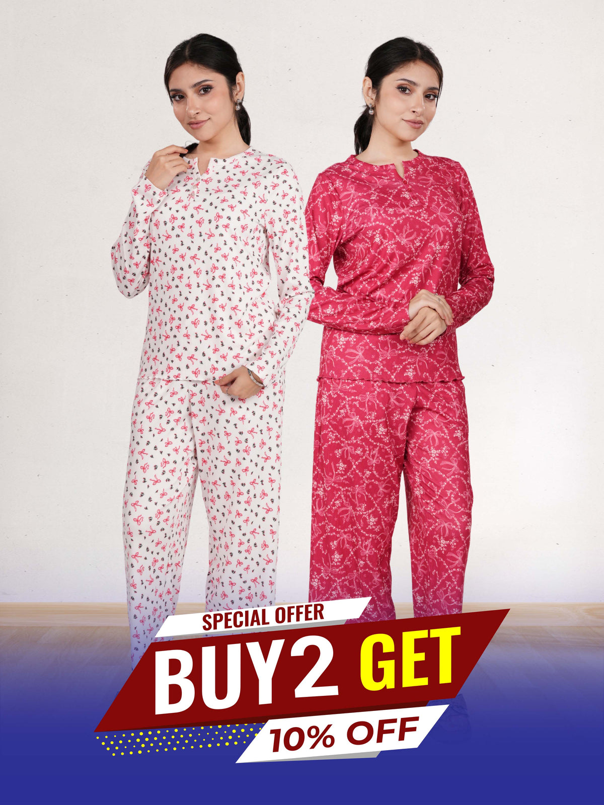 Women's Henley Sleepwear Set Long Sleeve Printed Pajama Top & Shorts | Soft Lightweight 2-Piece Nightwear