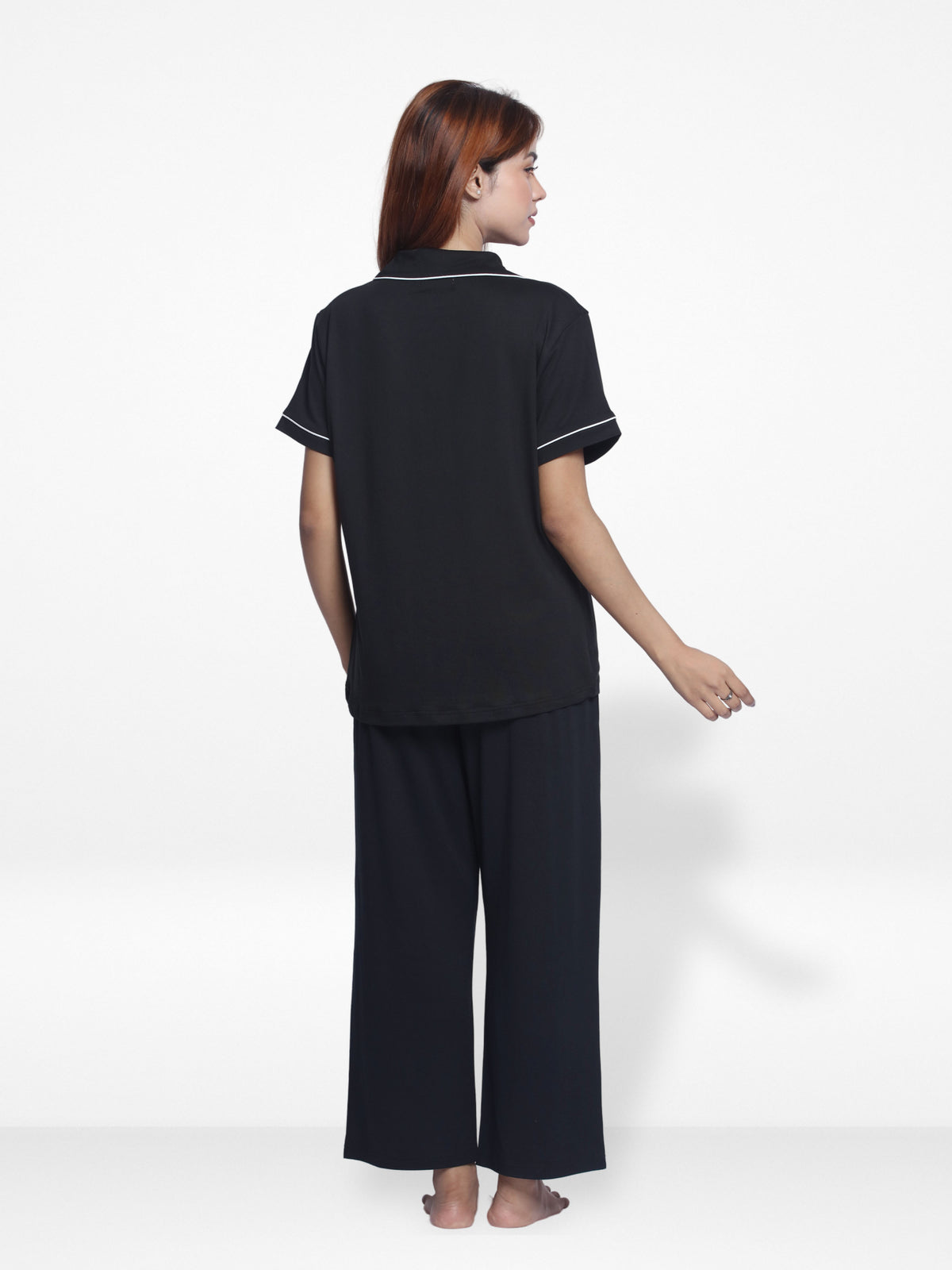 Women Solid Sleepwear Short Sleeve Pyjama Set