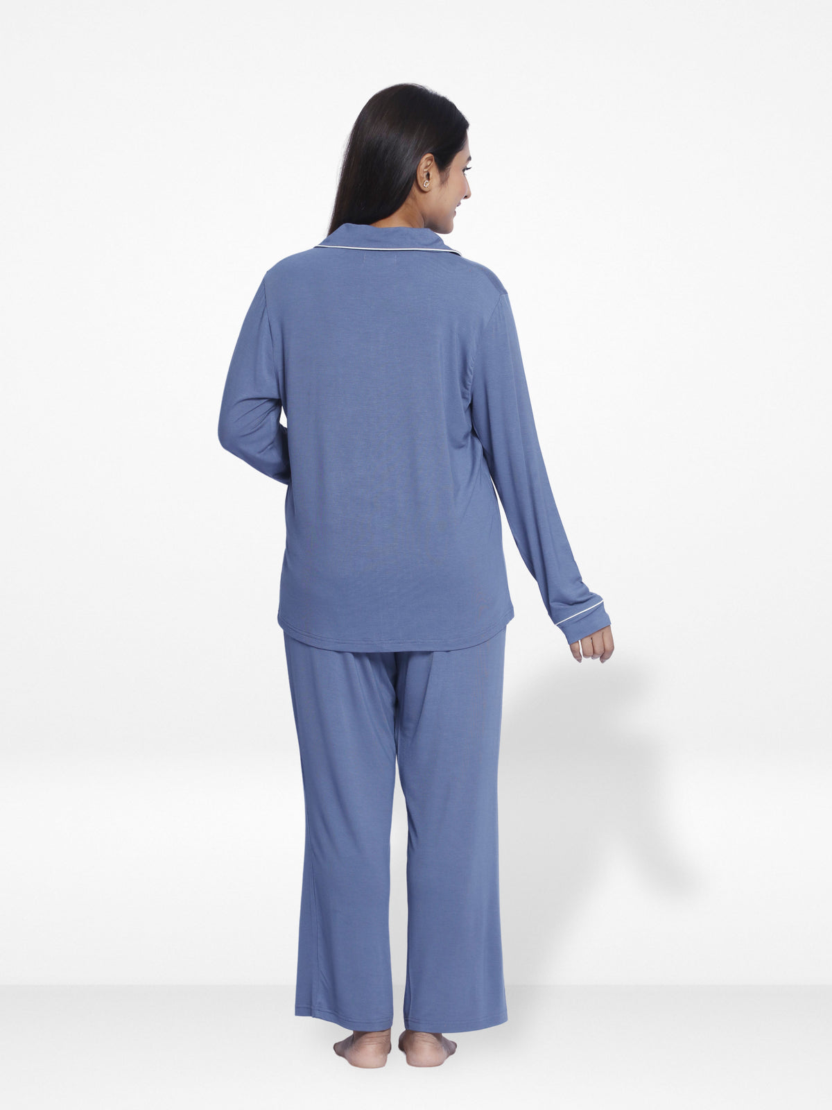 Women Solid Sleepwear Long Sleeve Pyjama Set
