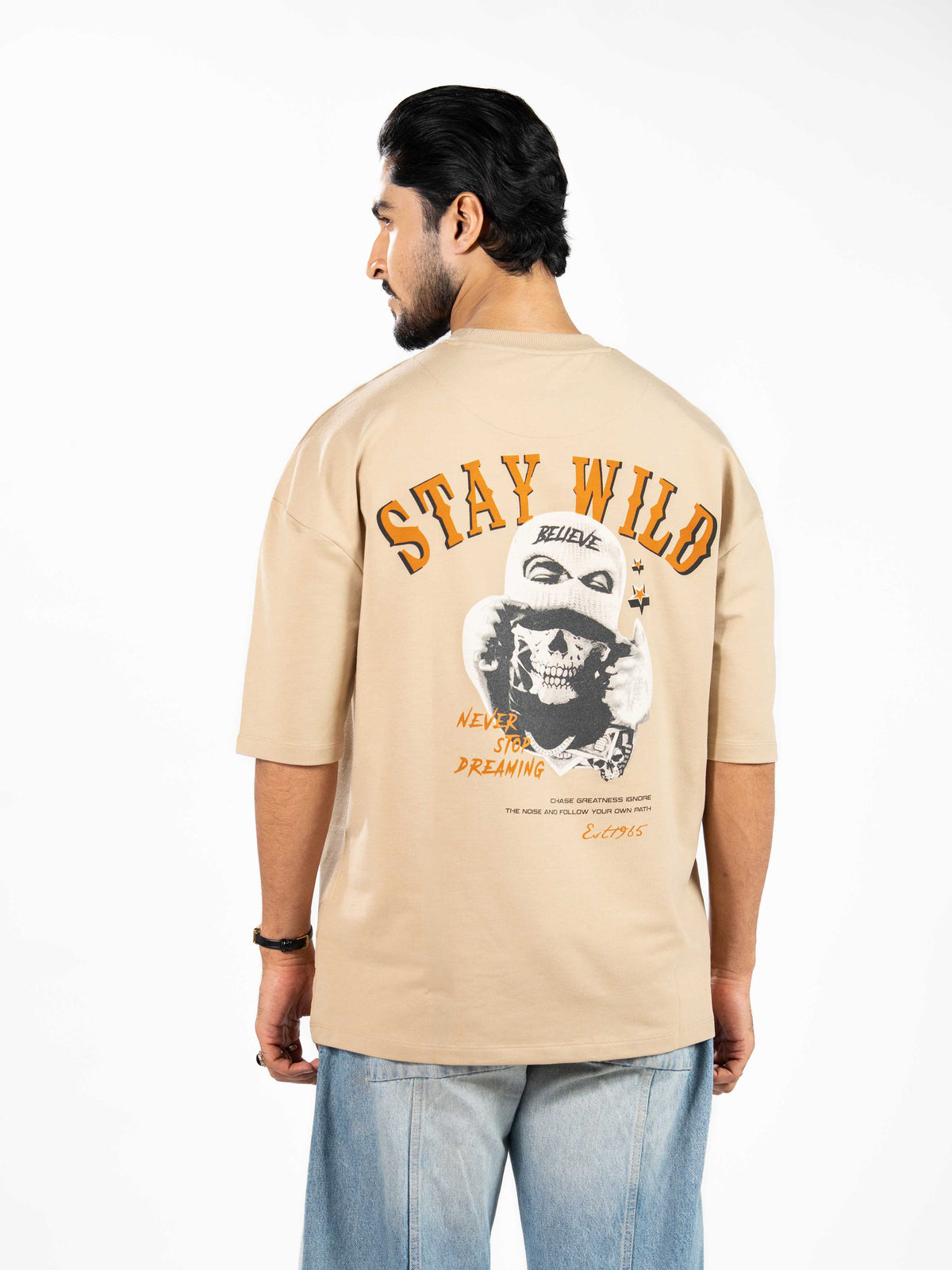 Men’s Oversized Drop Shoulder Graphic T-Shirt – Short Sleeve Crew Neck Tee | Casual Streetwear Top with Front & Back Print