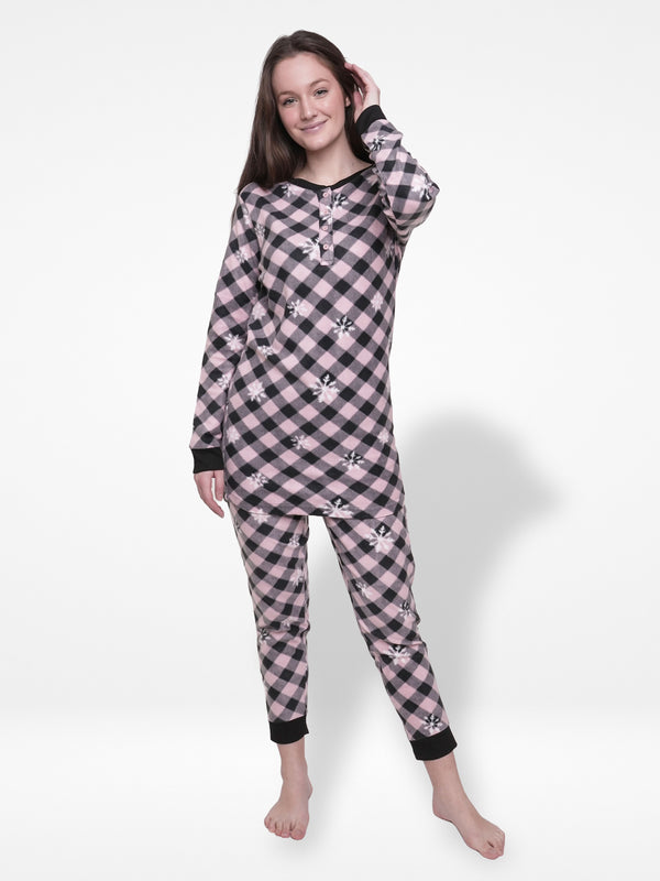 Classy Check Women Christmas Wear Pyjama Set