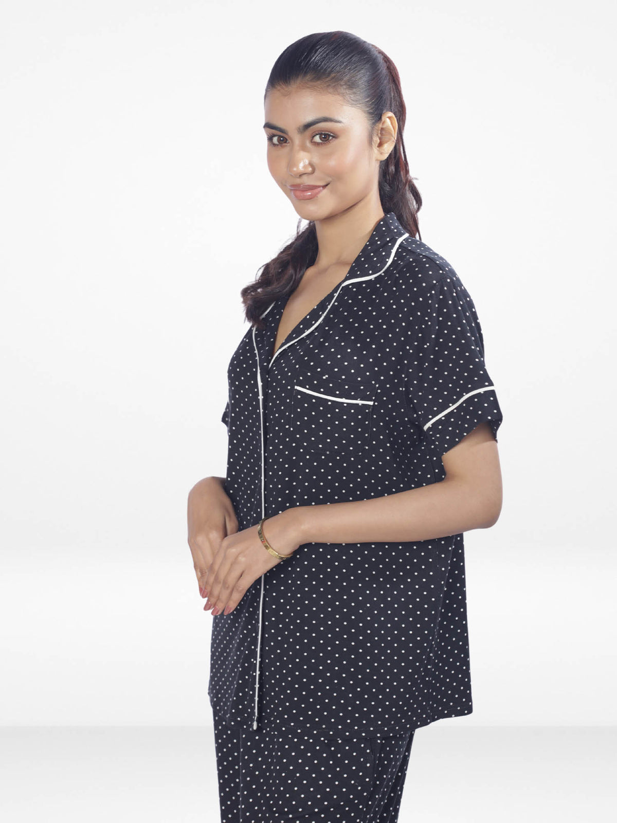 Women Printed Night Suit Set of Shirt & Pyjama, Night wear Dress