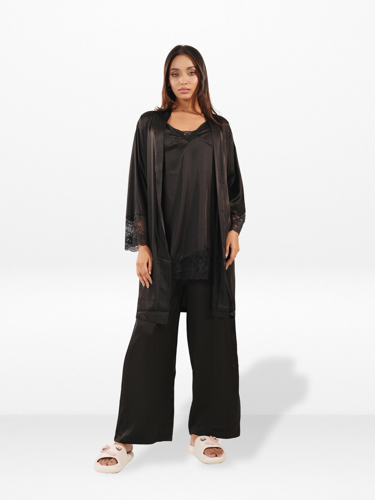 Women’s Satin 4 Piece Night Dress Set – Luxury Sleepwear | Soft Silky Comfortable Nightwear