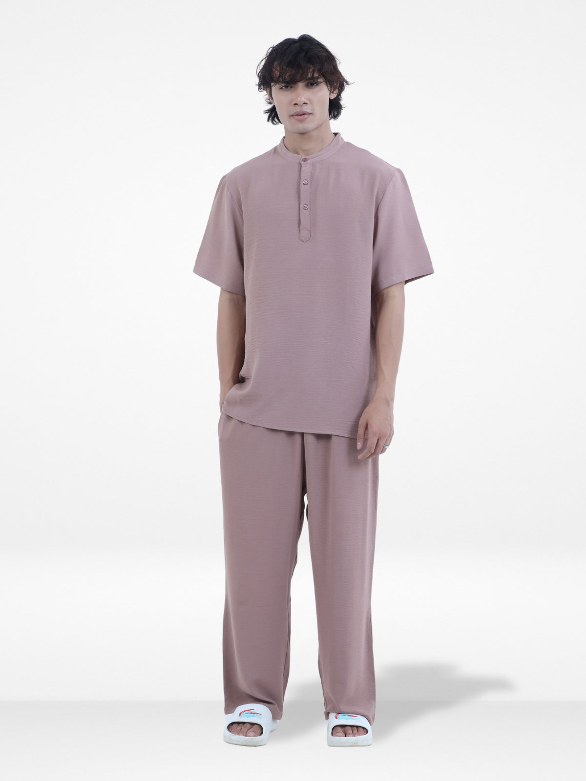 Men's Short Sleeve Shirt & Long Pant Set| Copper
