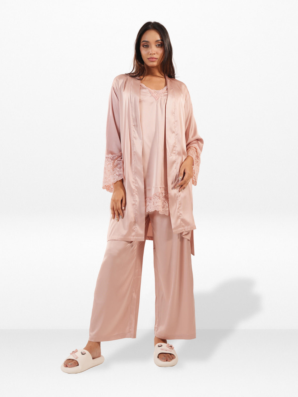 Women’s Satin 4 Piece Night Dress Set – Luxury Sleepwear | Soft Silky Comfortable Nightwear