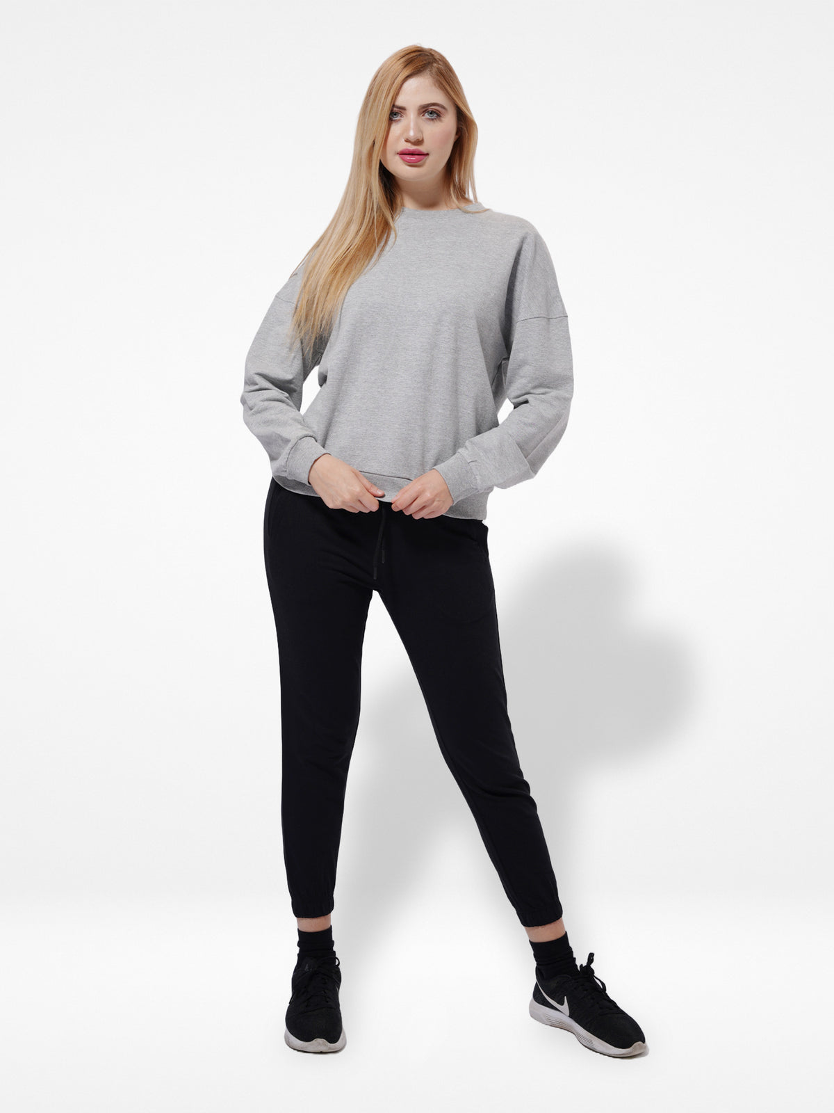 Women Hooded Sweatshirts in Grey Mélange Color