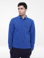 Men's Regular-Fit Long-Sleeve Player's Polo Shirt | Blue Color