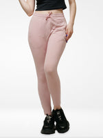 Stylish Pink Cotton Joggers with Logo Print