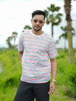 Men’s Striped Round Neck T-Shirt – Regular Fit Short Sleeve Tee | Soft Stretch Casual Wear