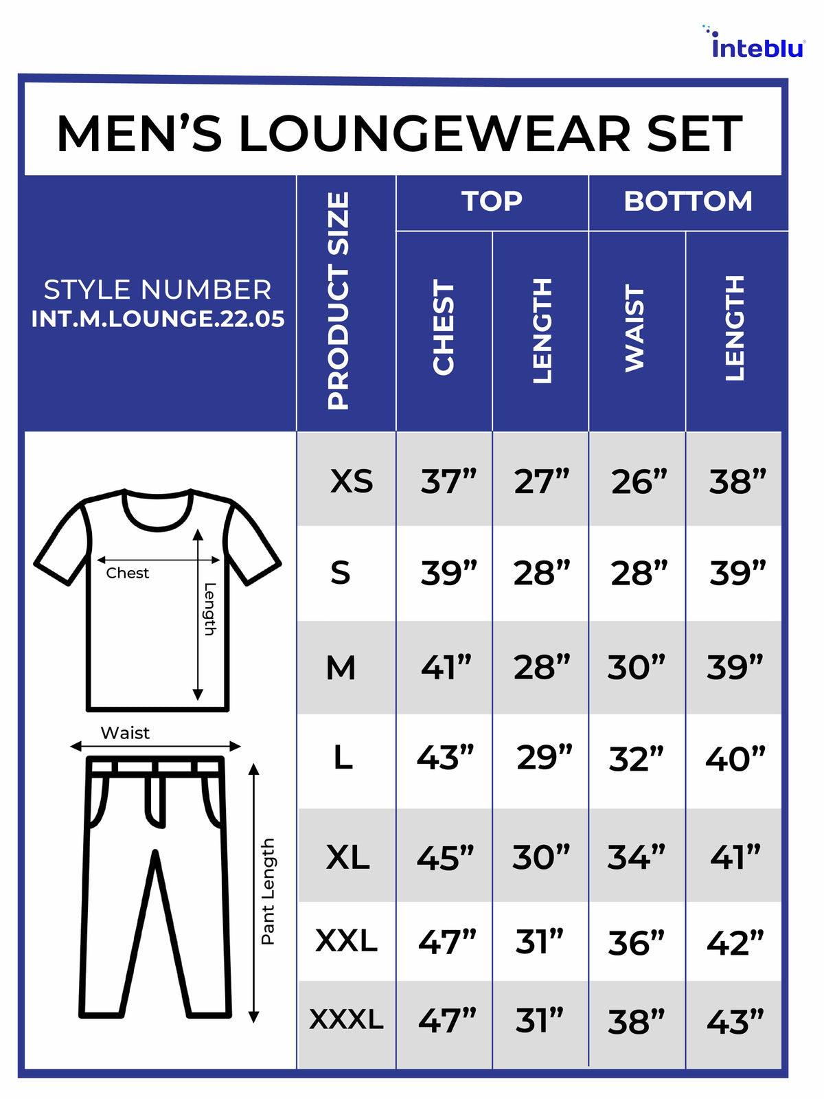 Men's AOP T-Shirt & Trouser Lounge Set Dark Blue