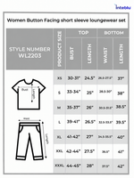 Women Button Facing short sleeve Top loungewear set