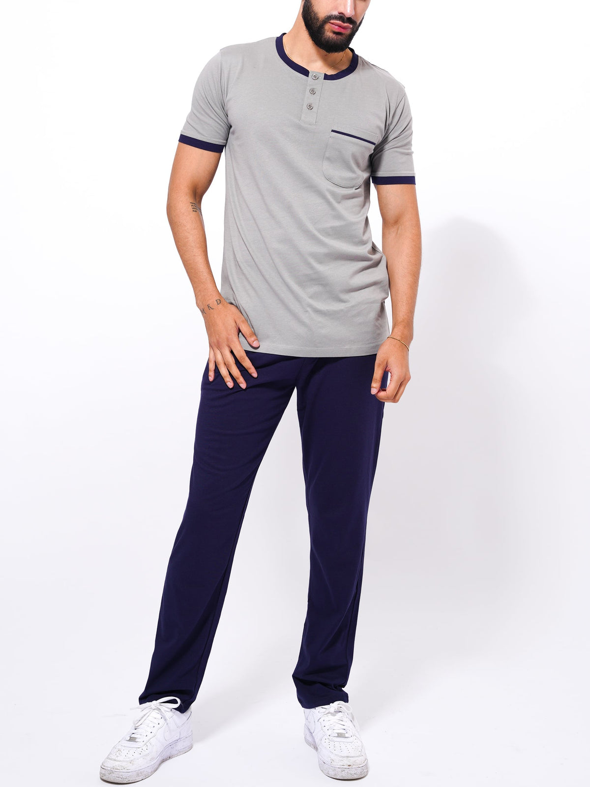 Men's T-Shirt & Trouser Lounge Set Grey