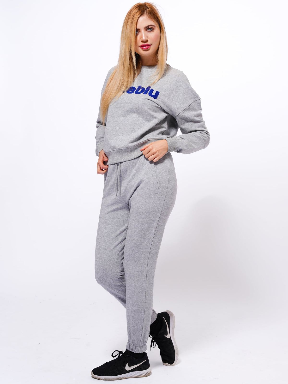 Women Sweatshirt & Joggers Set on Cotton Fabric - inteblu