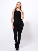 Women And Girl's Black Rib Sando Top - inteblu
