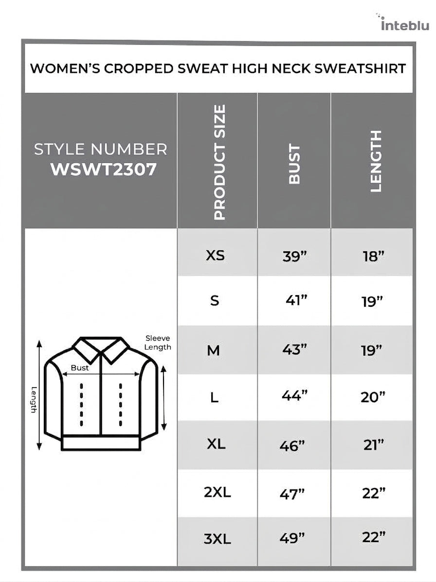 Ladies Cropped Sweat High Neck Sweatshirt In WHITE AOP