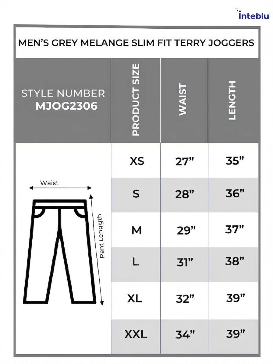 Men Grey Mélange Slim Fit Terry Joggers