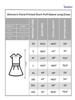 Women’s Floral Printed Short Puff Sleeve Long Dress | Casual Outfit for Party, Vacation & Weekend Wear
