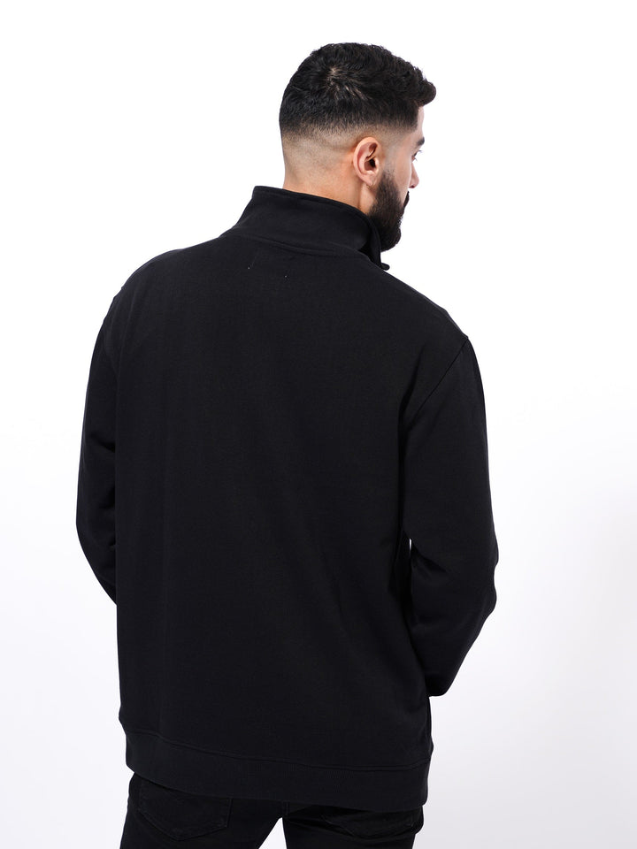 Men's Long Sleeve High Neck Sweatshirt - inteblu