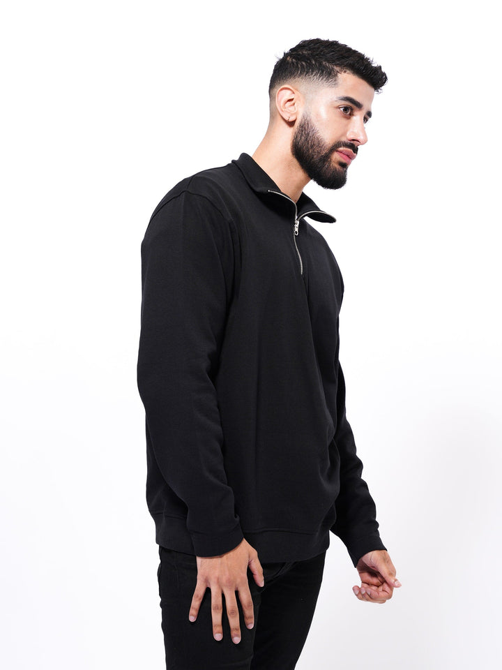 Men's Long Sleeve High Neck Sweatshirt - inteblu