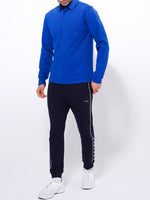 Men's Long Sleeve Player'sZipper Polo Shirt | Blue Color - inteblu