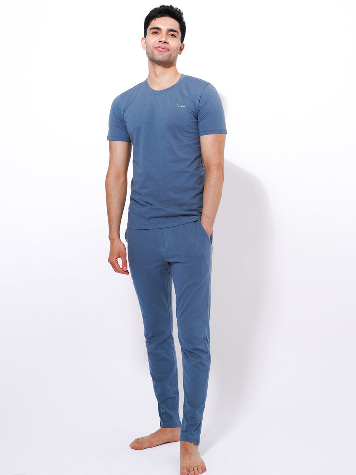 Men's Summer T-Shirt & Full Pants Set in Goblin Blue - inteblu