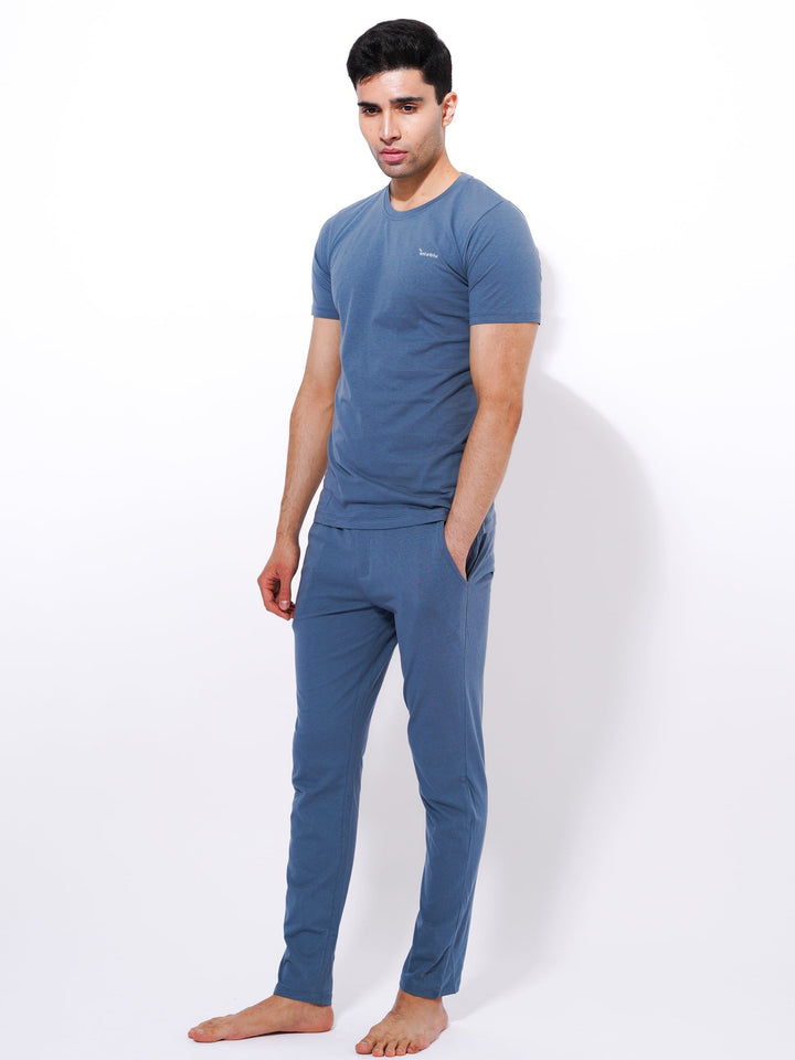 Men's Summer T-Shirt & Full Pants Set in Goblin Blue - inteblu