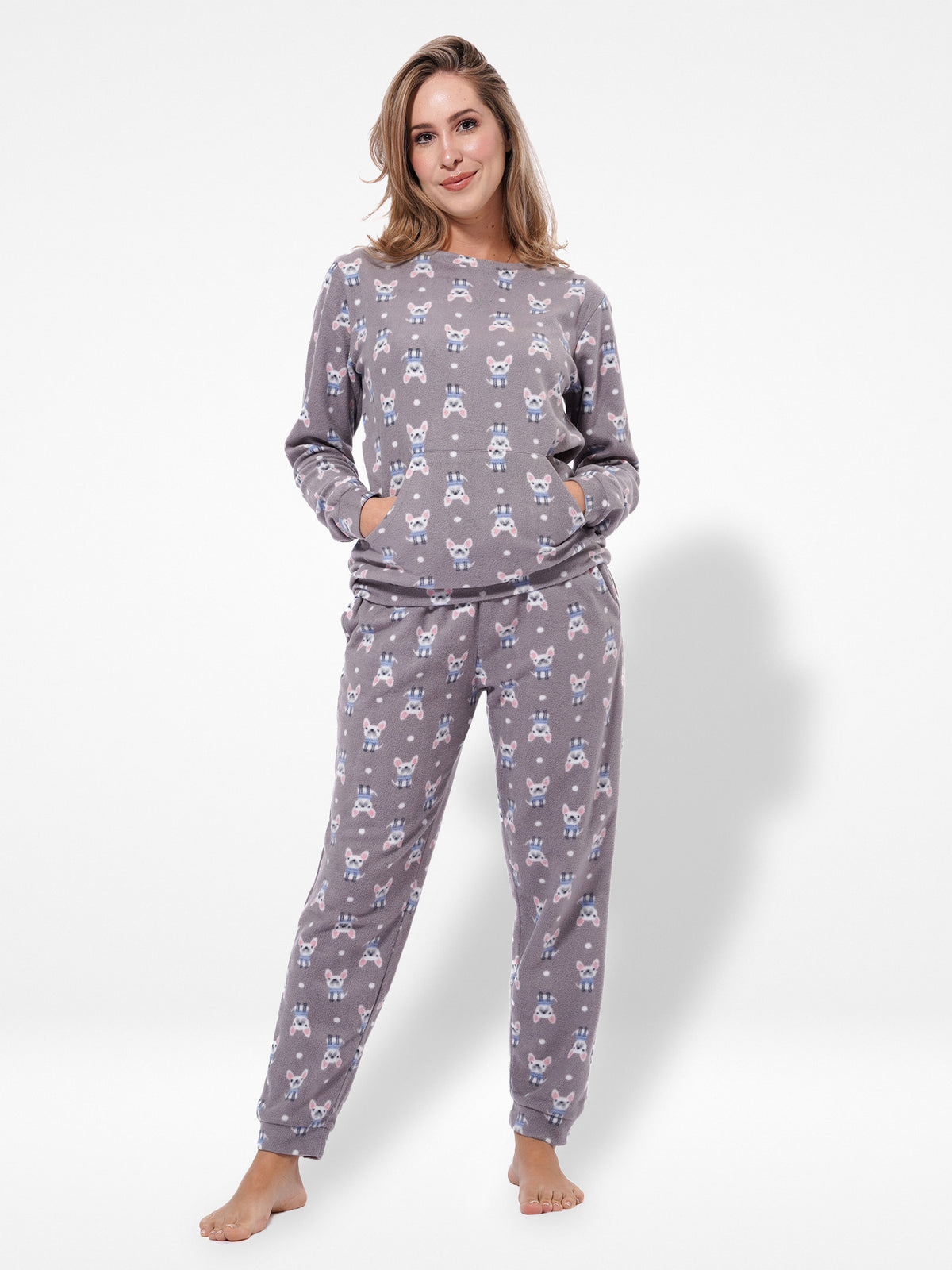 Micro Polar FleecePrint Women Sleepwear Long Sleeve Pyjama Set-Inteblu™