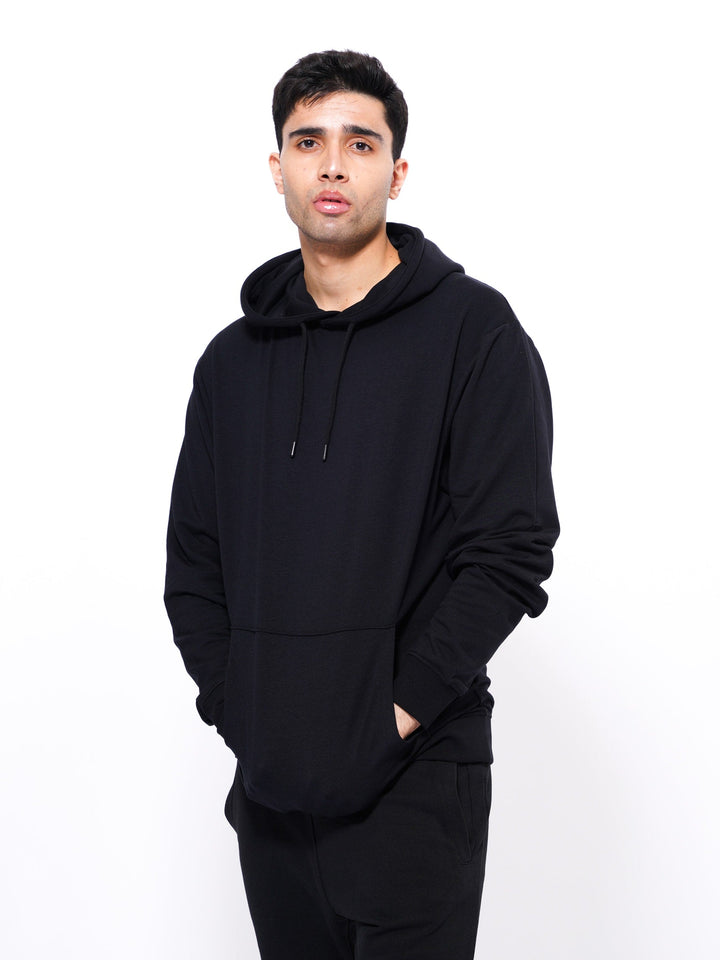 Premium Black Cotton Hoodies for Men - inteblu