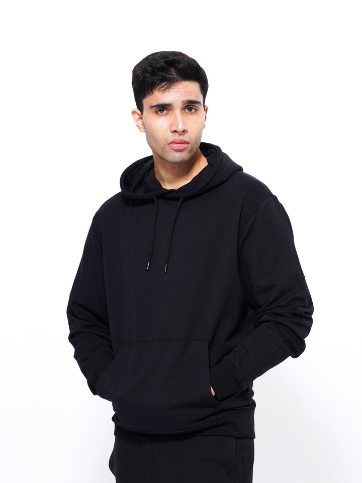 Premium Black Cotton Hoodies for Men - inteblu