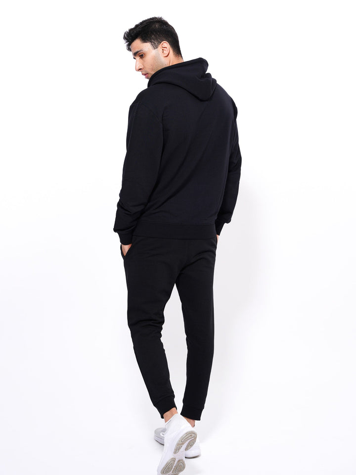 Premium Black Cotton Hoodies for Men - inteblu