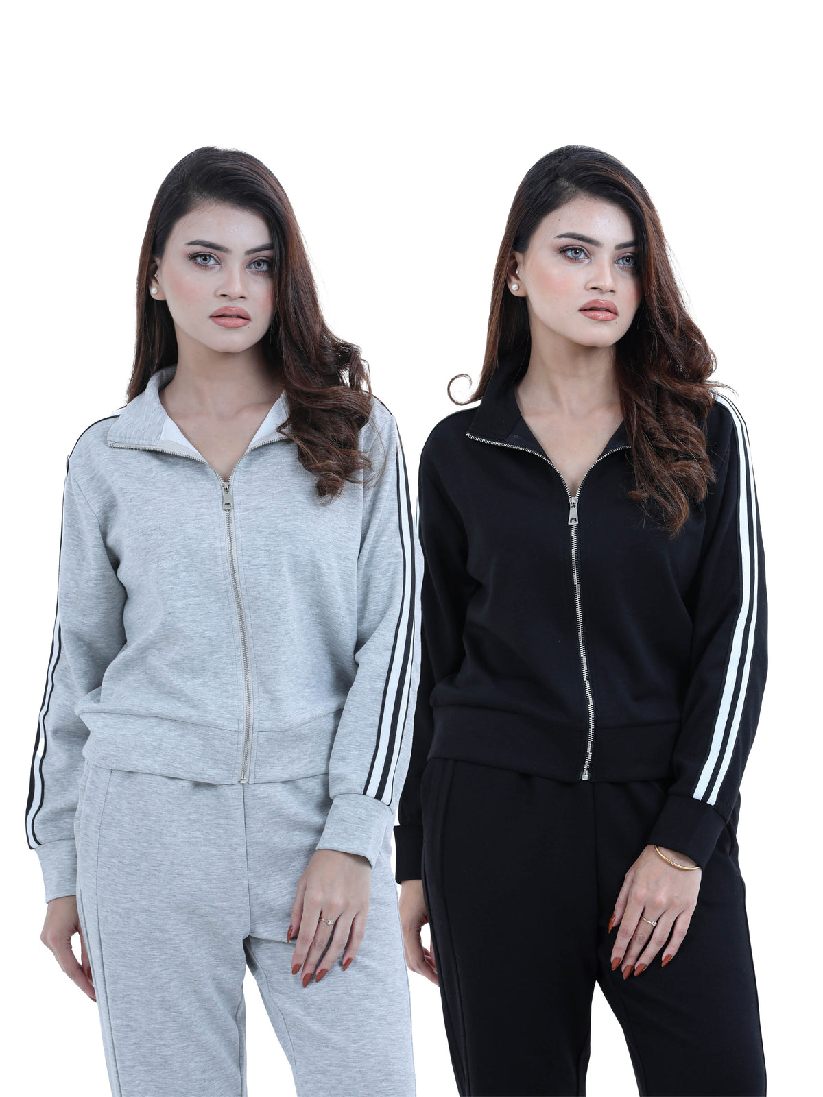 Women’s Zip-Through Jacket – High Collar, Regular Fit Long Sleeve Outerwear for Effortless Style & Comfort