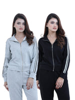 Women’s Zip-Through Jacket – High Collar, Regular Fit Long Sleeve Outerwear for Effortless Style & Comfort