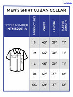 Men's Half-Sleeve Relaxed-Fit Casual Cuban Collar Shirt Beige Stripes