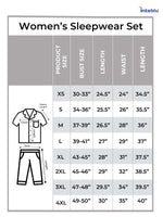 Satin Pajama Set for Women - Contrast Piping, Notch Collar, Button Down, Short Sleeve Long Pant & Sleep Eye Mask