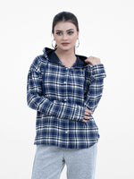 Women’s Plaid Cotton Flannel Hoodie – Long Sleeve Button-Up Shirt with Adjustable Drawstring Hood & Dual Pockets | Cozy Casual Wear for All Seasons