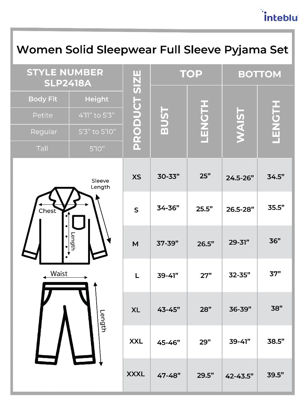 Women Solid Sleepwear Long Sleeve Pyjama Set